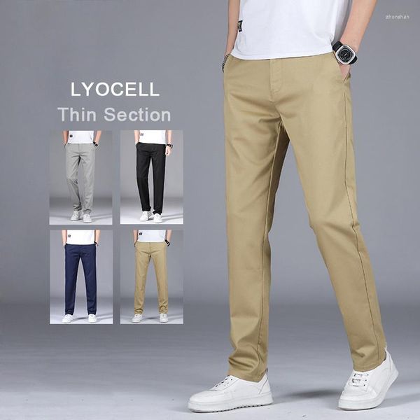 Pantalones de hombre Ropa de hombre de marca Casual Lyocell Cómodo Delgado Transpirable Estilo clásico simple Pantalones de oficina para hombre de negocios