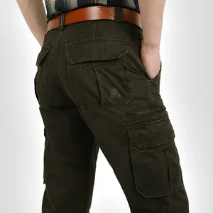 Pantalon masculin marque masculine cargo armée verte multi-poches combat le coton décontracté pantalon droit des pantalons militaires tactique