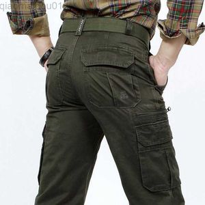 Pantalon homme Marque hommes Cargo pantalon armée vert Multi poches Combat décontracté coton lâche pantalon droit militaire tactique pantalon L230727