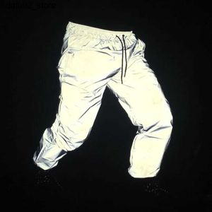 Pantalon masculin Brand Mens pantalon 3M Pantalon réfléchissant Fluorescent 2023 Hip Hop Pantal