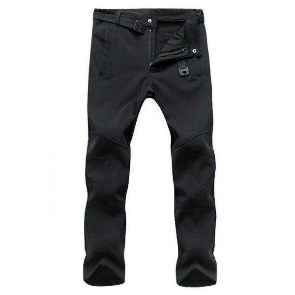 Pantalones de hombre Marca Estiramiento Pantalones casuales impermeables Hombres Invierno Cálido Fleece Pantalones de piel de tiburón Pantalones de chándal negros para hombre Pantalones de trabajo para hombres Jogger Z0306