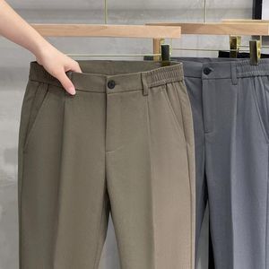 Pantalones de hombres traje traje de moda para hombres vestidos para hombre coreano ida y baja pierna ancha pantalones formales 2024 a63