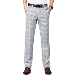 Heren broek merk zomer plaid heren katoen formeel werk bedrijf zwarte wijn rode mode slank fit dunne luxe broek mannelijke 30-38Men's