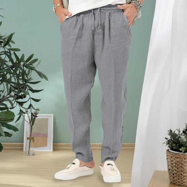 Pantalones de hombre, pantalones transpirables para hombre, ligeros, de cintura media, deportivos con cordón, ajuste holgado elástico