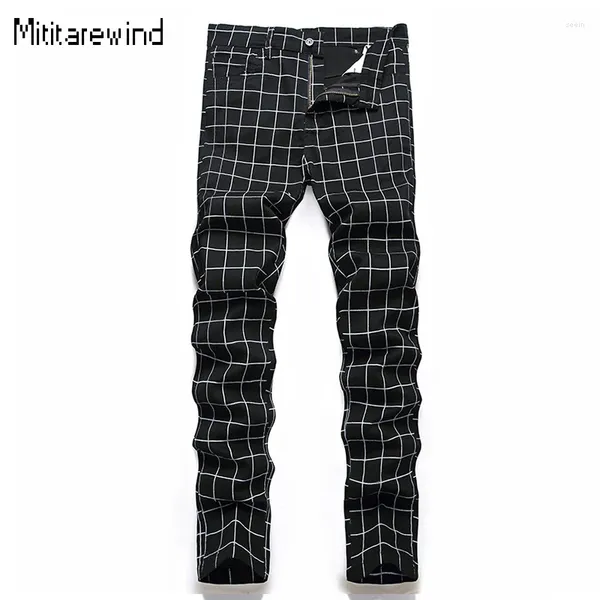 Pantalon masculin de style britannique classique plaid homme quotidien décontracté mid-étirement coton droit de grande taille 42 pantalon de mode