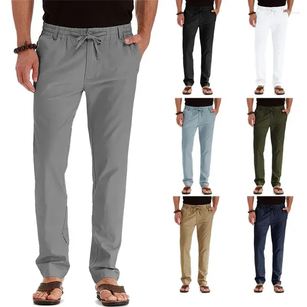 Pantalones de Hombre Casual de Negocios Cintura Elástica Algodón Versátil Color Sólido Deportes Tamaño Europeo