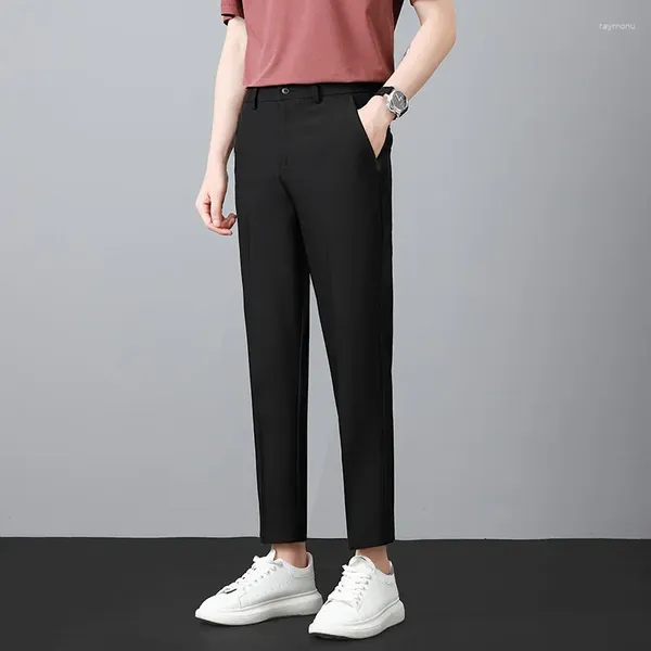 Pantalones para hombres Pantalones de tobillo cómodos de negocios Slim Coreano Recto Vintage Harajuku Hombres Ropa de diseñador