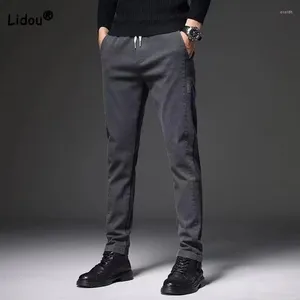 Pantalones de hombres Oficina de negocios Harén sólido informal para hombres 2024 Primavera Autumn Simplicity Fashion Slim Mid Wisting Clothing