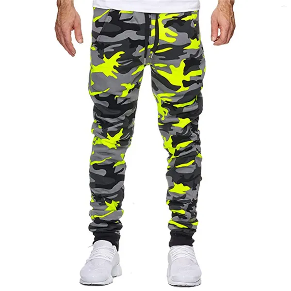 Pantalons pour hommes Camouflage Skinny pour hommes décontracté cordon taille élastique pantalon faisceau pieds pantalons coniques Sport usage quotidien pantalon