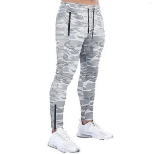 Herenbroeken Camouflage Sport Workout Joggen Met Ritszak En Trekkoord Mannelijke Kleding Streetwear Casual