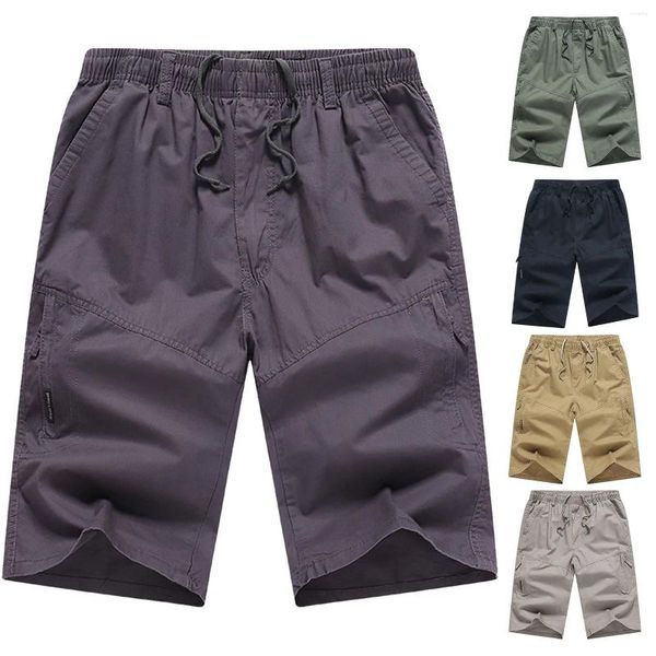 Pantalones de hombre Capris Summer Thin Cargo Shorts para hombres Mens Short Athletic con bolsillos