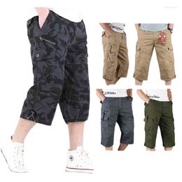 Herenbroek vracht kalf lengte mannen zomer casual katoen multi-zakken rijbroek pants militaire camouflage 13 kleuren