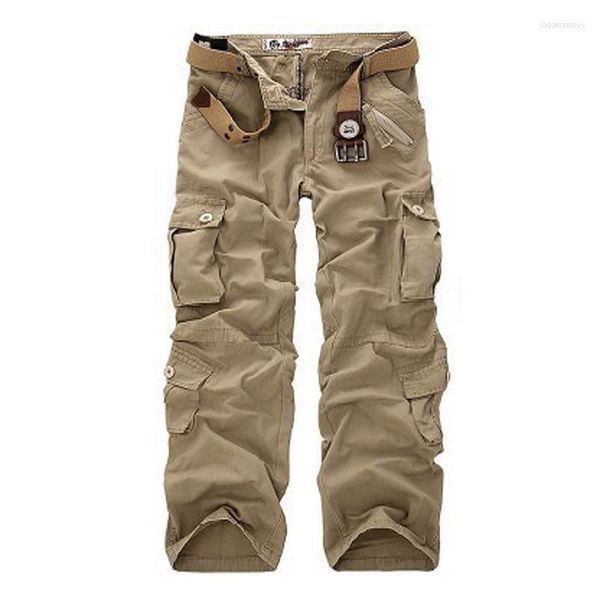 Pantalones de hombre Cargo Algodón Multi bolsillo Exterior Suelto Tamaño europeo Camuflaje