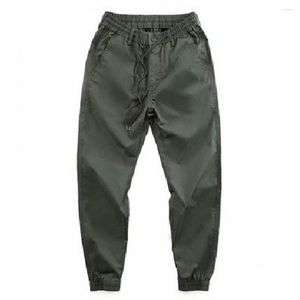 Pantalon pour hommes Cargo Cordon Coldproof Automne Doublure en peluche Cheville attachée à lacets longs