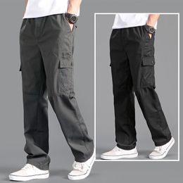 Pantalon pour homme Cargo Lâche Grande Taille Droite Multipoche Solide Kaki Polyvalent Vêtements de Travail Jogger Coton Casual Pantalon Homme 230822