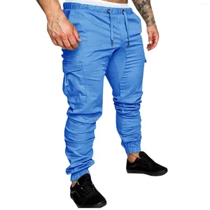 Pantalon Cargo pour hommes, salopette coupe cintrée, couleur unie, multi-poches, décontracté, Pantalon De Travail Pour Homme, 2024