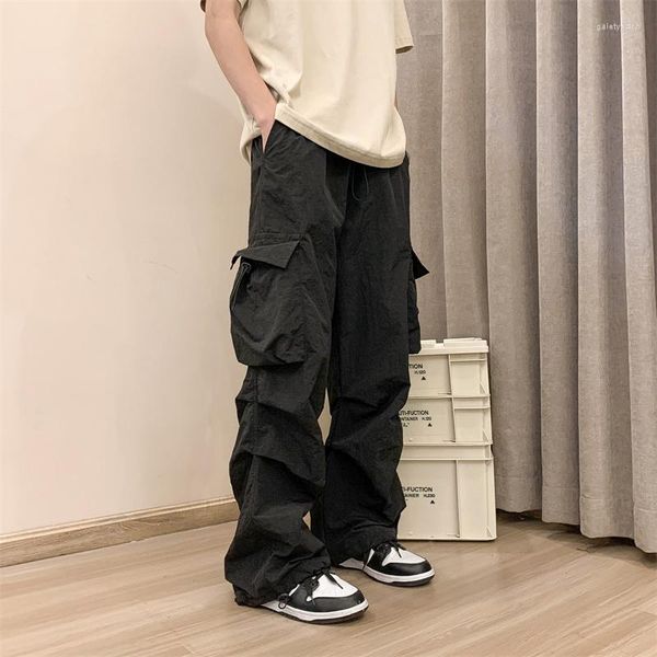 Pantalones para hombres Cargo Hombres Moda Bolsillo Casual Estilo Coreano Hip Hop Flojo Recto Mujer Pantalones Streetwear