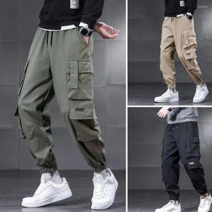 Herenbroeken Lading Men Harem Pant Multi -zakken Krimpbare manchetten Dikke Autumn Winter Drawtring Fleece Lined Heatpants