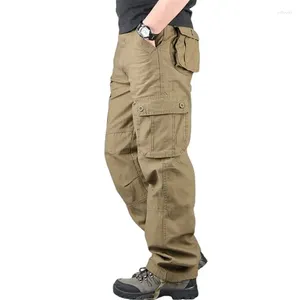 Pantalones para hombres hombres de carga para hombres joggers pantalones sudor de múltiples bolsillo pierna ancha