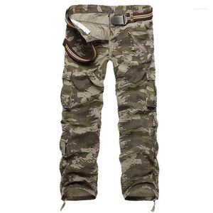 Pantalon Cargo pour hommes, pantalon droit militaire, décontracté, en coton, Camouflage, multi-poches, Long lavé, Boun22