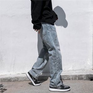 Pantalons pour hommes Cargo Hommes Jeans Droite Denim High Street Vintage Bleu Lâche Mode Rétro Hip Hop Homme Jambe Large Coréen