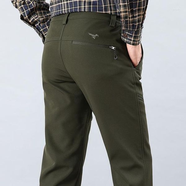 Pantalones Cargo para hombre, impermeables, con cremallera para motocicleta, de invierno, informales, de lana gruesa, cálidos, militares, negros, pantalones largos para hombre