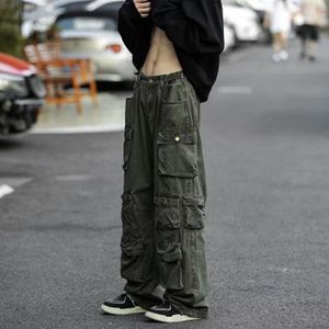 Pantalons pour hommes Cargo multi-poches Salopette verte militaire Harajuku coréen lâche Hip Hop Pantalon Techwear Pantalon de survêtement y2k vêtements 230718