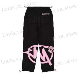 Herenbroeken Laadbrookbroeken Y2K Fashion Men Women Dames Kleding Gym Basketball Minustwo Sport Multi-Pocket Style Long Pants Black T240419
