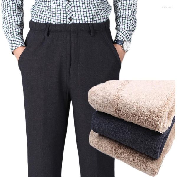 Pantalon pour hommes en cachemire épaissis de taille élastique pour l'usure extérieure âgée