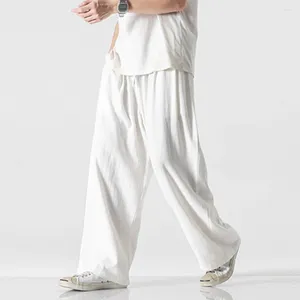 Herenbroek Casual Baggy Rechte broek met elastische taille in verschillende effen kleuren (zwart/grijs/abrikoos/wit/marineblauw)
