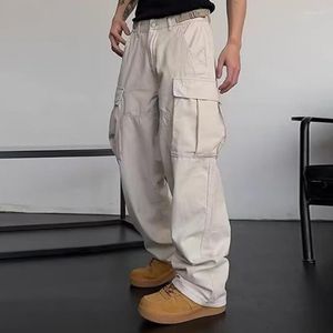 Pantalons pour hommes décontracté Baggy pantalons de survêtement à jambes larges unisexe couleur unie Vintage multi-poches Hip Hop ample Cargo Joggers pantalon Y2k