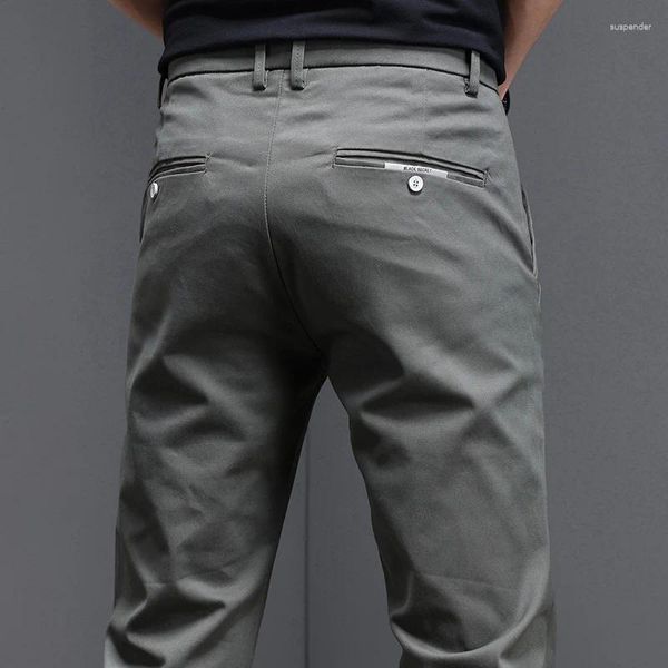 Pantalon homme décontracté affaires mode coréenne coupe ajustée Stretch gris noir 97.8% coton pantalon homme pantalon 2024 printemps Aummer