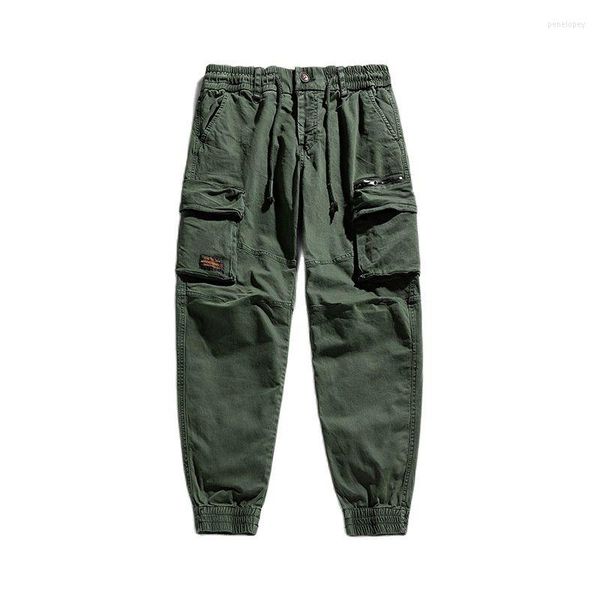 Pantalons pour hommes décontracté Cargo multi-sac droit extensible taille élastique sport en plein air cheville groupé lâche bas masculins