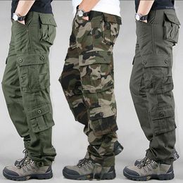 Männer Hosen Casual Cargo Outdoor Armee Militärische Taktische Große Größe 8 Taschen Baumwolle Lose Overalls Männliche Hosen