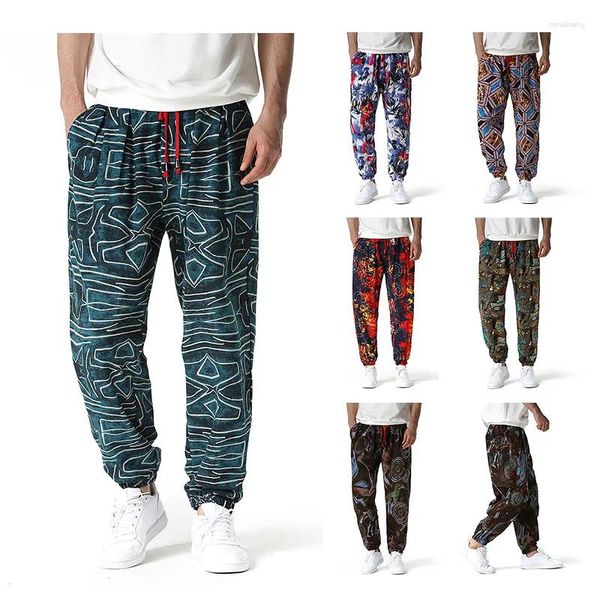 Pantalon homme décontracté coton lin ample luxe Hip Hop Harem plage hawaïen imprimé Baggy sport Jogging Streetwear pantalon