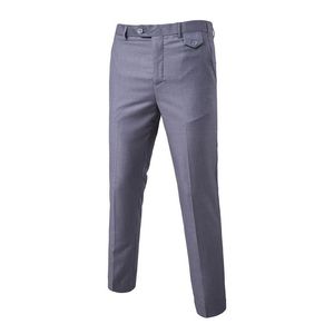 Pantalones de hombre Casual Decente Flat Front Pantalones rectos Traje de negocios Hombre Primavera Otoño Sólido Moda de oficina