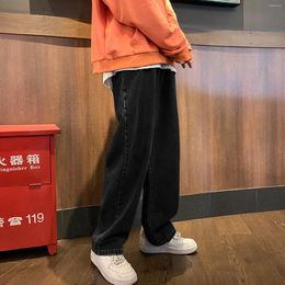Pantalon homme décontracté mode Demin grande taille ample jambe Large jean rue Vintage couleur unie polyvalent pantalon droit