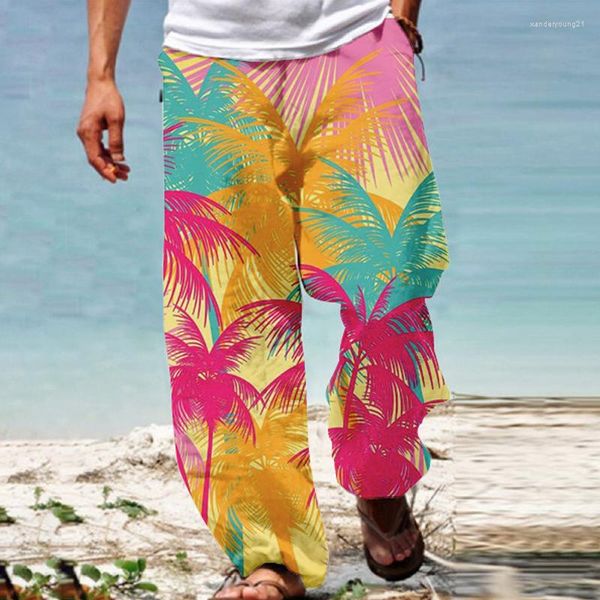 Pantalons pour hommes Casual Graphic Print Beach Pantalons Hommes Vêtements 2023 Été Lâche Longues Poches De Mode Tout Match Pantalon Pour Hommes Streetwear