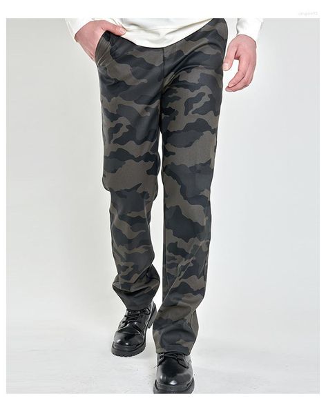 Homme Pantalon Décontracté Cuir Homme Taille haute Tube droit Coupe-vent Imperméable et Anti-tache Camouflage Blanche