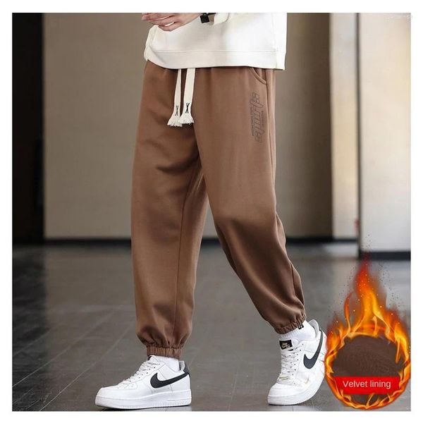 Pantaloni da uomo Casual Lettera Pantaloni sportivi da uomo invernali Spessi caldi Pantaloni larghi Pantaloni Jogger Uomo Fodera termica in pile Pantaloni Tasche maschili Harem