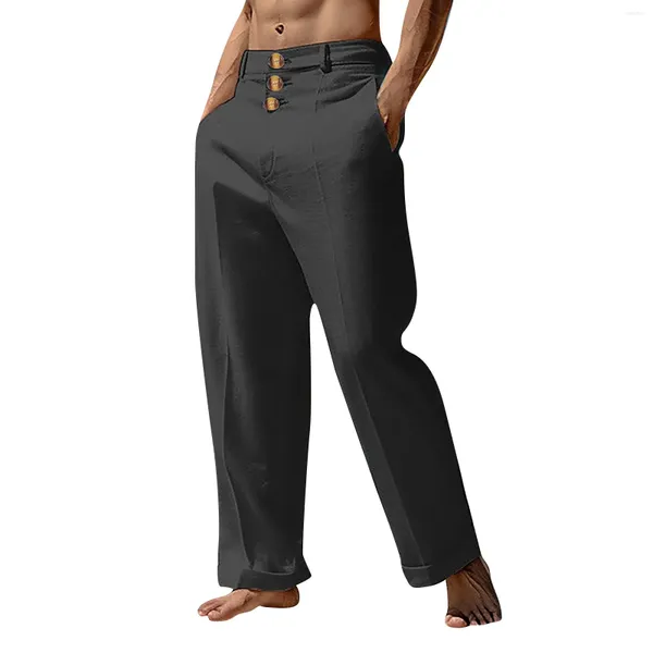 Pantalons pour hommes décontracté ample et confortable coton lin boutons pantalon coréen Dongdaemun haute qualité vêtements 2024