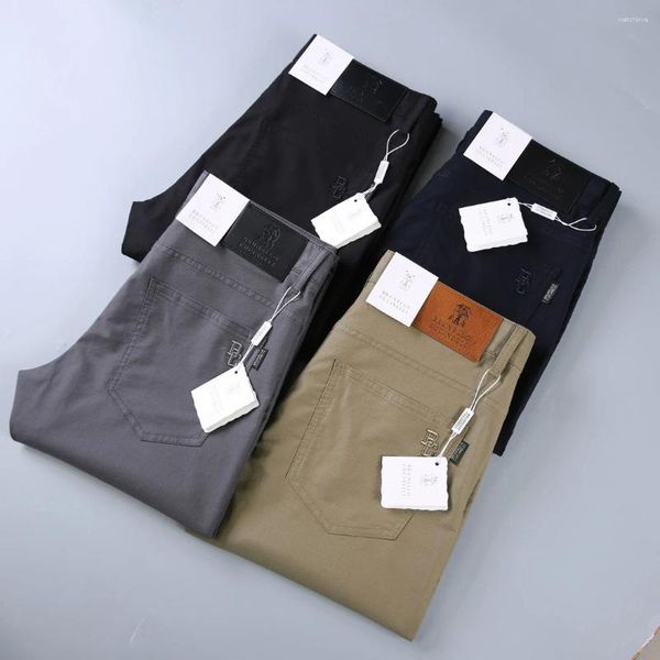 Pantalons pour hommes Casual Hommes 2024 Printemps Été Élastique Mode Taille 29-42 Petite jambe droite Personnalisé Lavage à l'eau en cuir