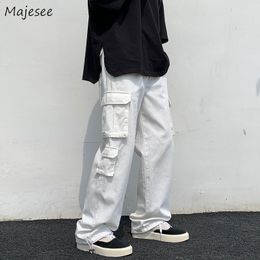 Herenbroeken Casual mannen vracht zomer dunne zakken retro mode high street losse broek bf allmatch dagelijkse eenvoudige kleding harajuku 230320