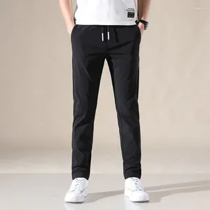 Pantalons pour hommes Casual Hommes Coréen Mince Doux Été Taille Élastique Mode Gris Kaki Noir Pantalon Léger Mâle 38