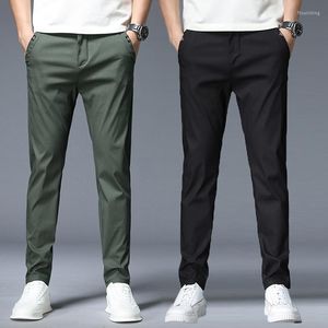 Herenbroeken Casual Men Spring Summer Slim Fit Business Fashion Comfortabele broek Solid Color Classic Straight Interview Suit PNT's PNT's