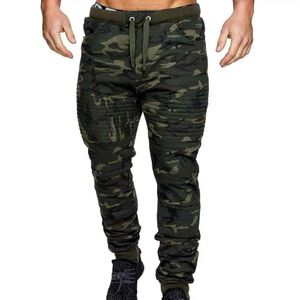 Pantalon masculin pantalon pour hommes décontractés camouflage pantalon de printemps brossé élastique imprimé avec sangle à la cheville.