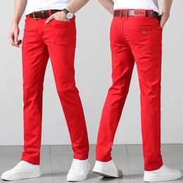 Pantalon pour hommes décontracté plusieurs couleurs mâle beau mince droit pantalons longs élastique solide fête jeunes hommes quotidiens