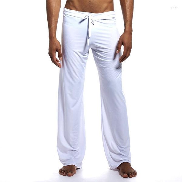 Pantalones de hombre Pijama casual Correr Yoga Pantalones deportivos Cordón de cintura baja Color sólido con cordones Sueltos