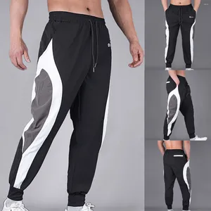 Herenbroek Casual Pant Leggings Color Block Jogging Mid-Taist Sports Loose Drawing met bleekmiddel voor mannen