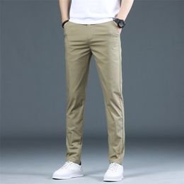 Pantalons pour hommes Pantalons décontractés hommes Stretch Slim classique Chino pantalon hommes kaki mince coton été pantalon élastique robe coréenne homme d'affaires 220914